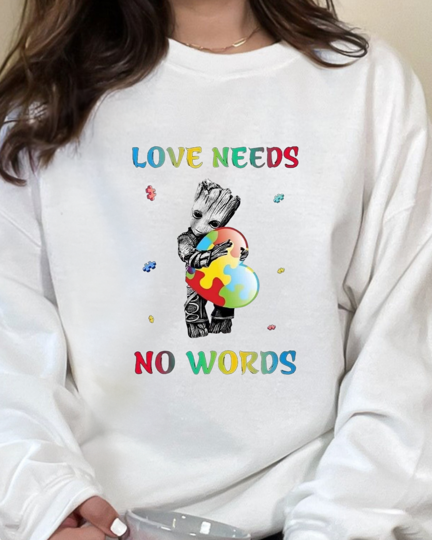 tree love needs no words sweatshirt white