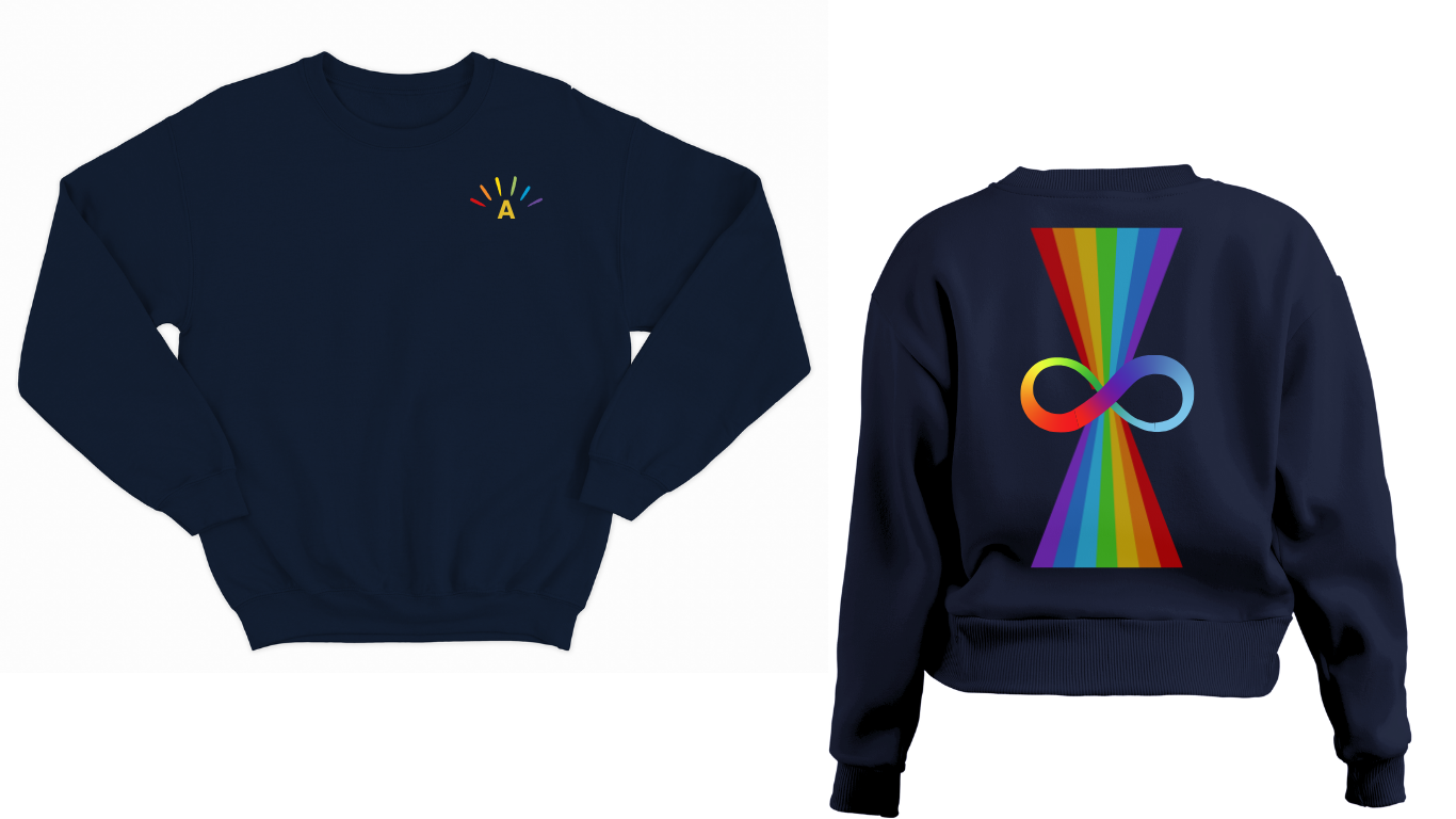 A is for Avery - Infinity Rainbow Autism Acceptance Awareness Sweatshirt