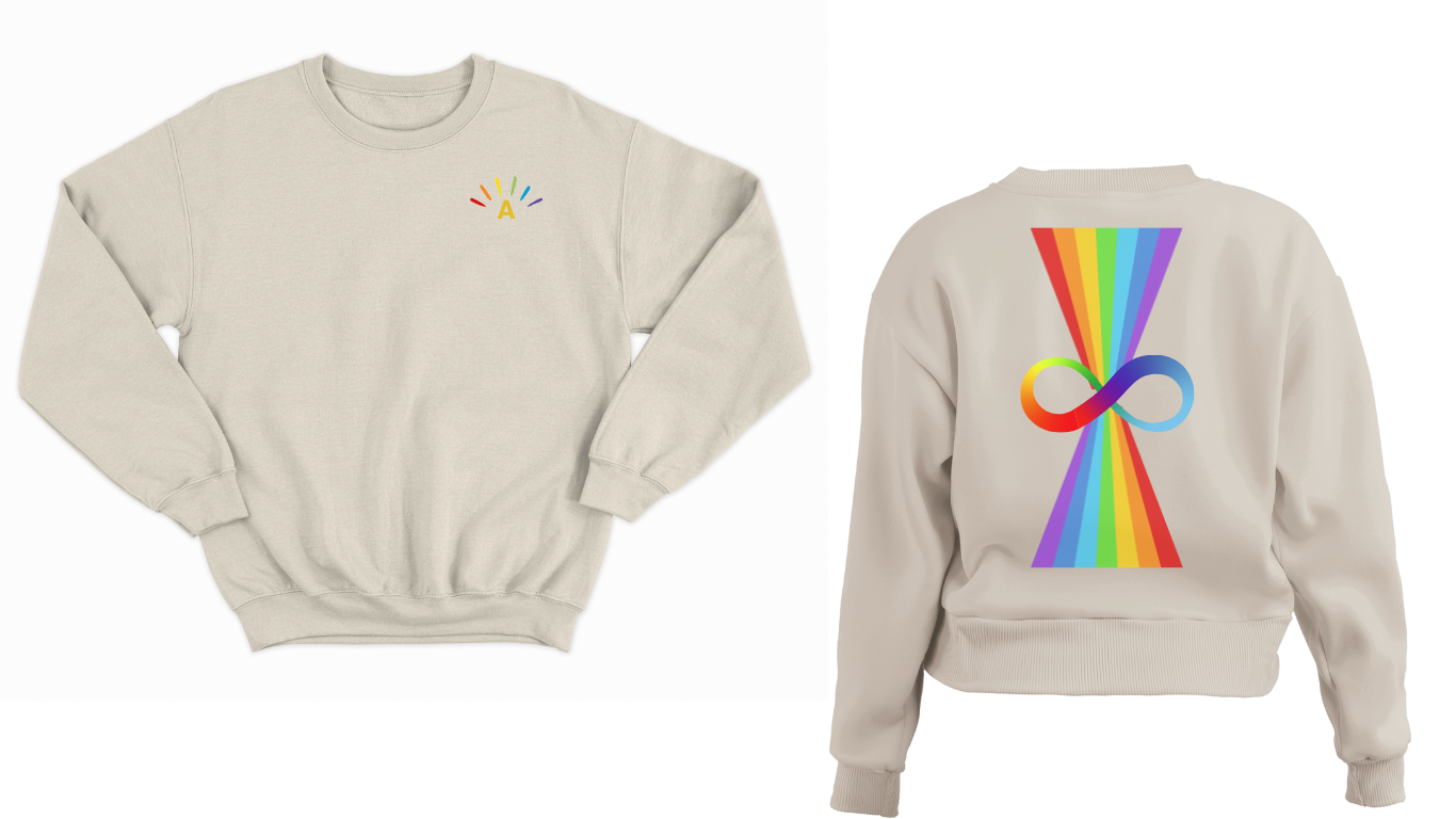 A is for Avery - Infinity Rainbow Autism Acceptance Awareness Kids Sweatshirt