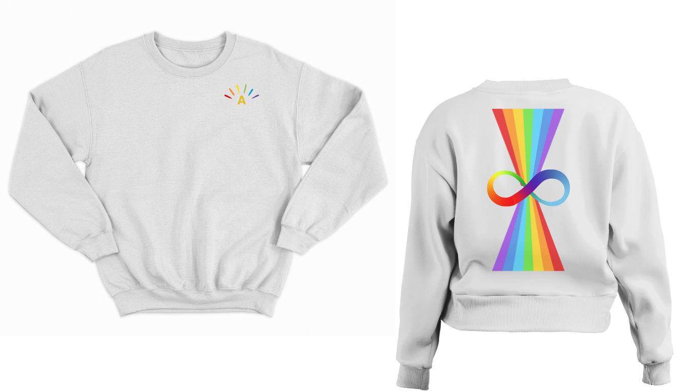 A is for Avery - Infinity Rainbow Autism Acceptance Awareness Sweatshirt