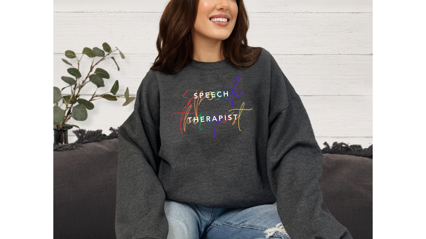 Celebrate Communication with Our Speech Therapist Rainbow Autism Sweatshirt!