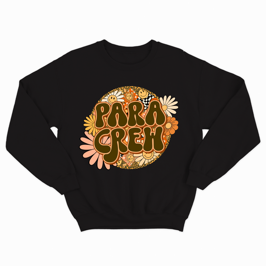 Rock Your Para Crew Pride: Floral Retro Sweatshirt for Autism Paraprofessionals