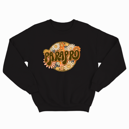 Rock Your Parapro Pride: Floral Retro Sweatshirt for Autism Paraprofessionals