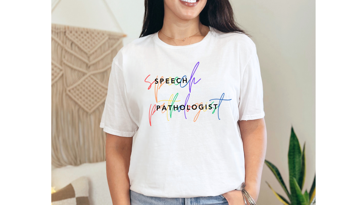 Celebrate Neurodiversity: Speech Pathologist Rainbow T-Shirt