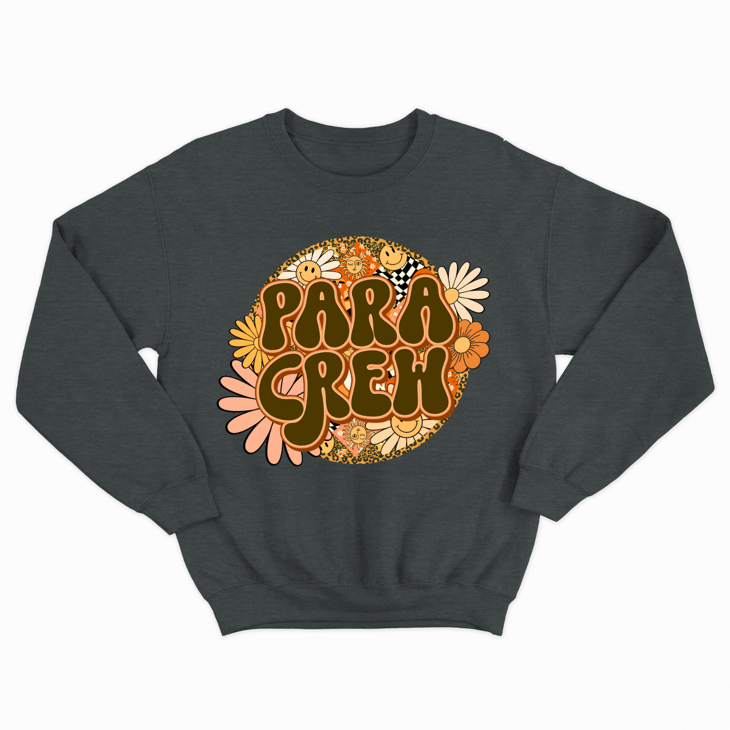 Rock Your Para Crew Pride: Floral Retro Sweatshirt for Autism Paraprofessionals