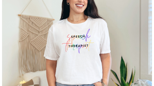 Celebrate Communication with Our Speech Therapist Rainbow Autism T-Shirt!