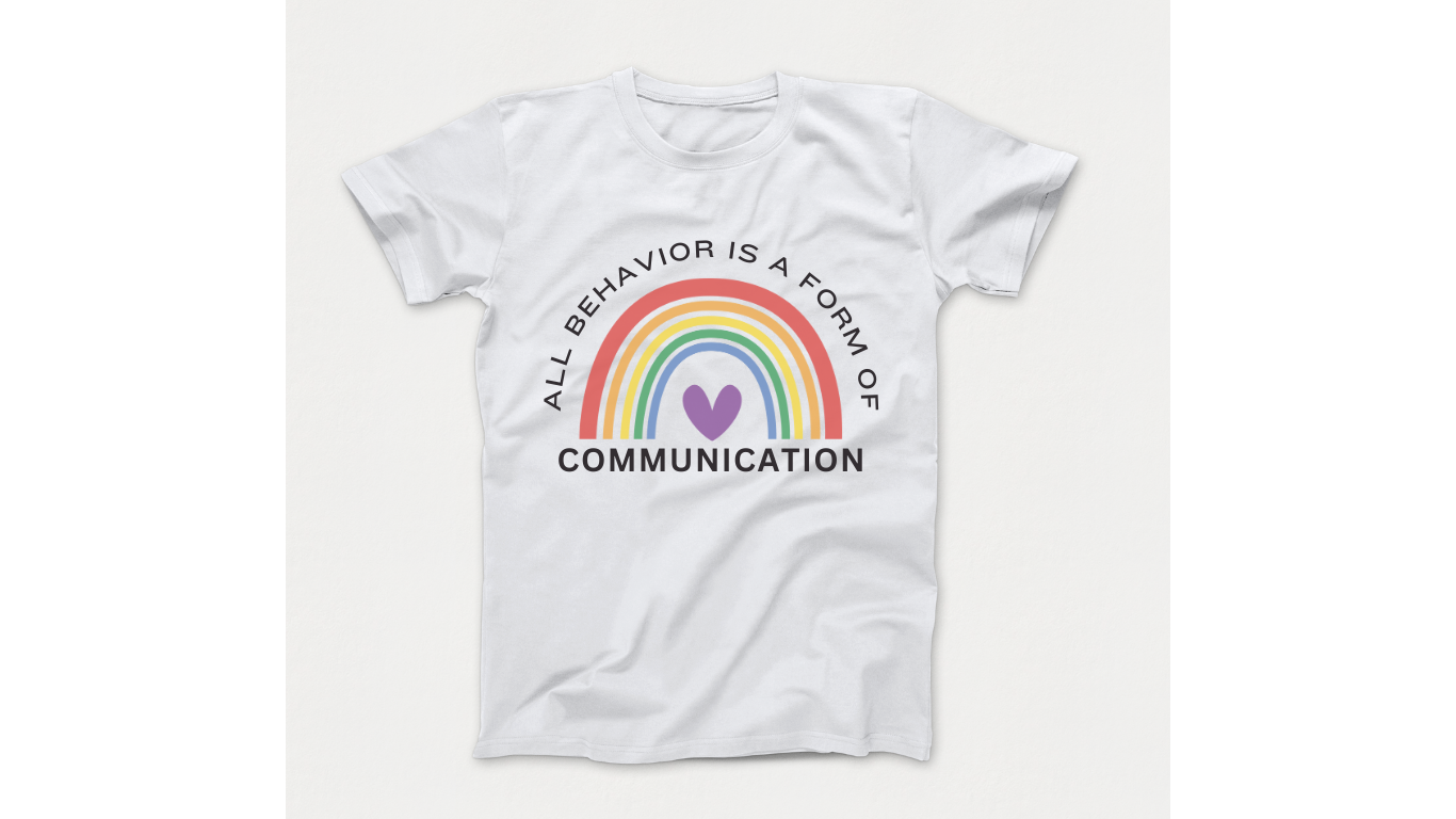 All Behavior is Communication: Autism Acceptance Kids T-Shirt with Rainbow & Heart