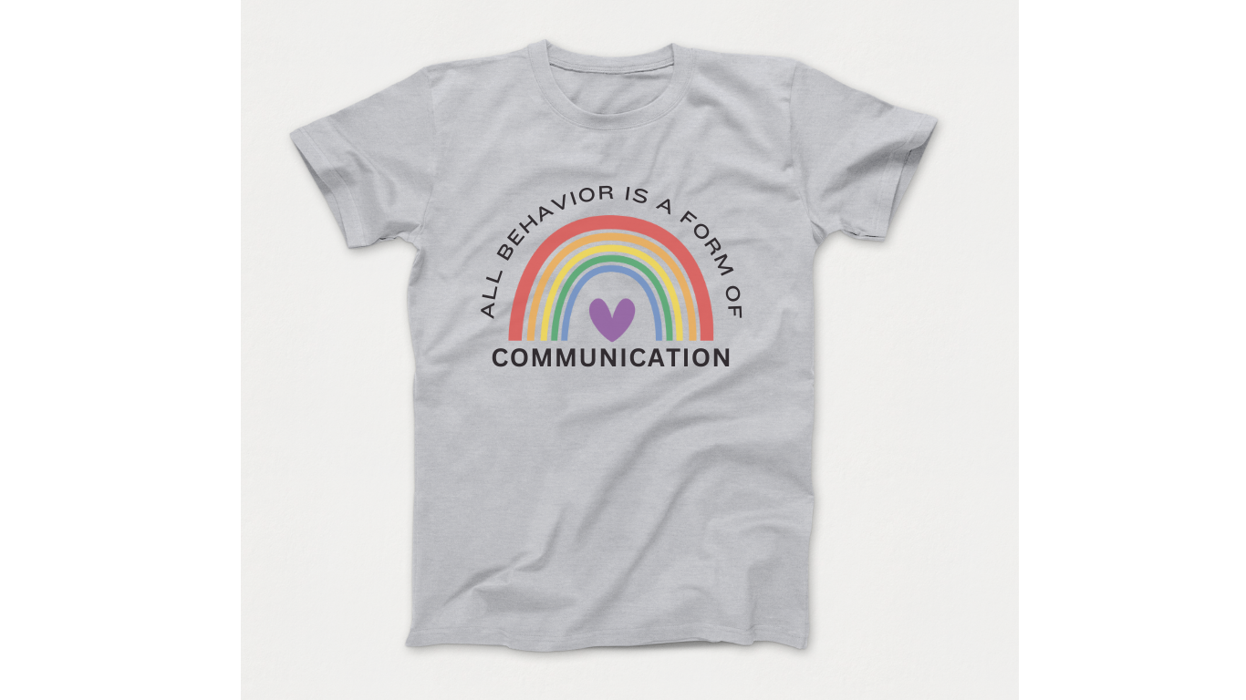 All Behavior is Communication: Autism Acceptance Kids T-Shirt with Rainbow & Heart