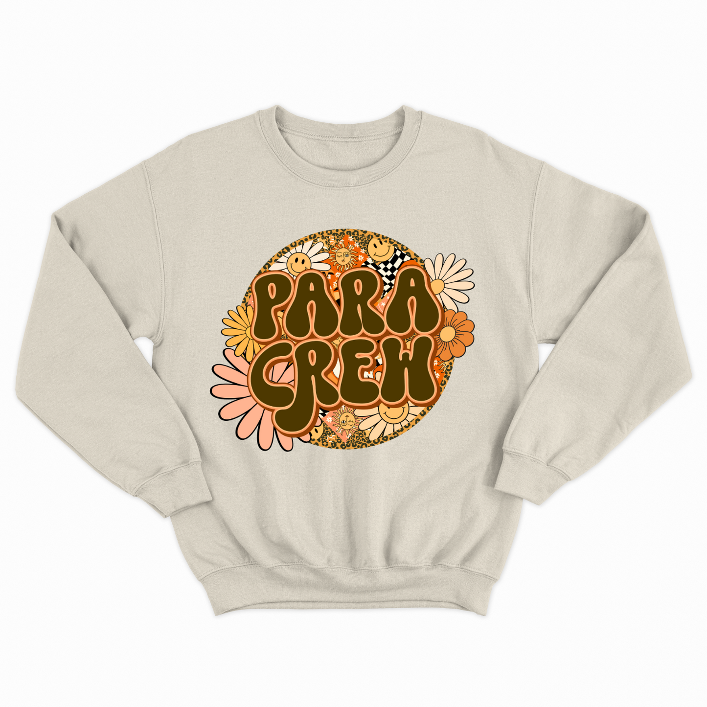 Rock Your Para Crew Pride: Floral Retro Sweatshirt for Autism Paraprofessionals