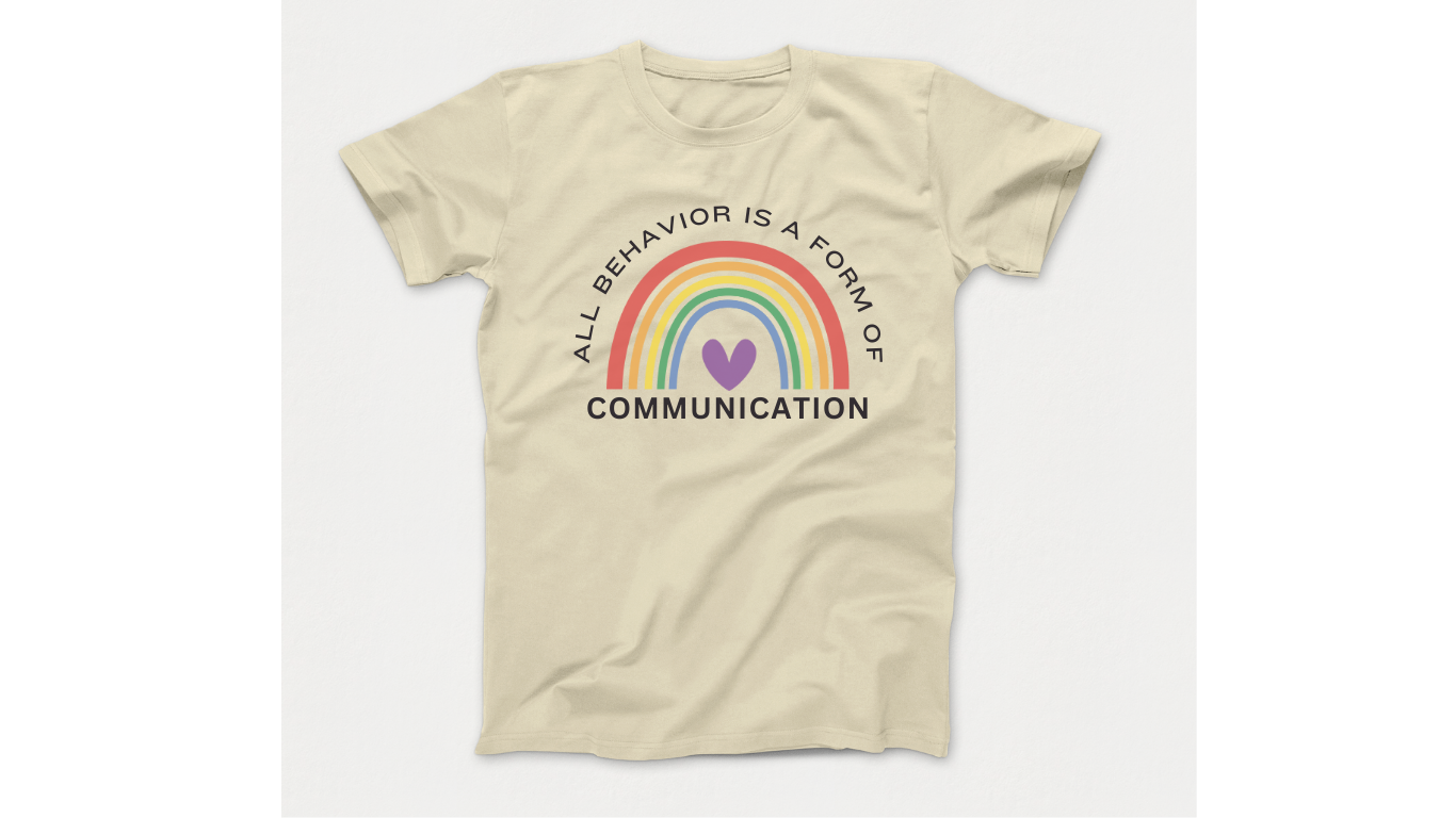 All Behavior is Communication: Autism Acceptance Kids T-Shirt with Rainbow & Heart