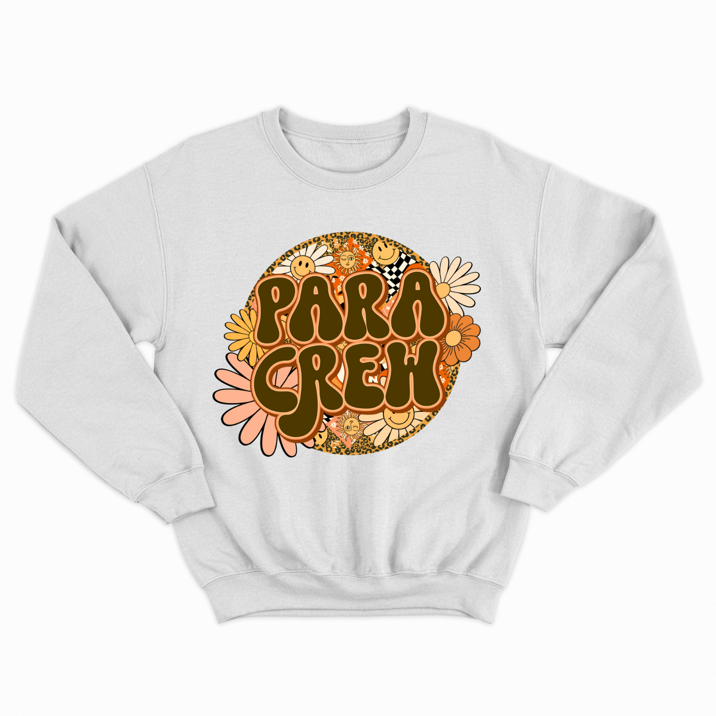 Rock Your Para Crew Pride: Floral Retro Sweatshirt for Autism Paraprofessionals