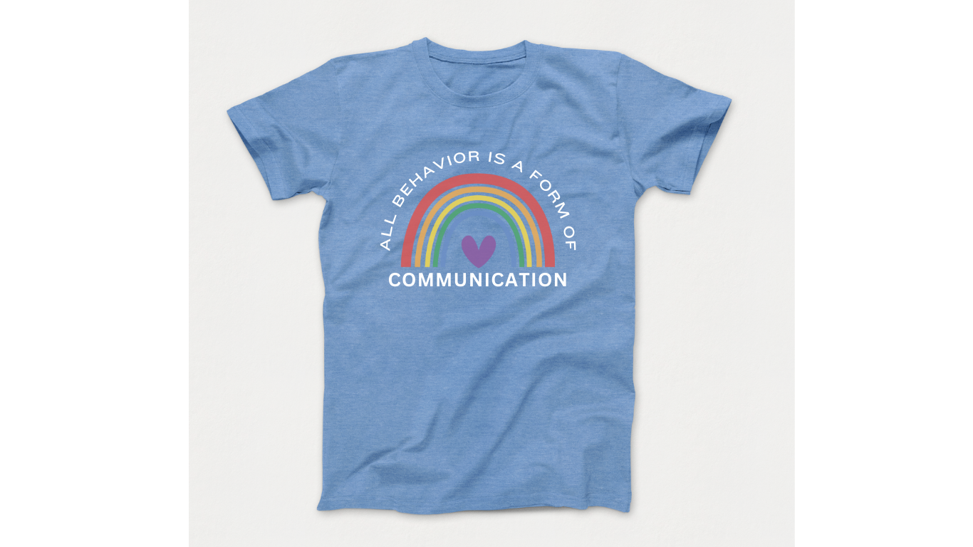 All Behavior is Communication: Autism Acceptance Kids T-Shirt with Rainbow & Heart