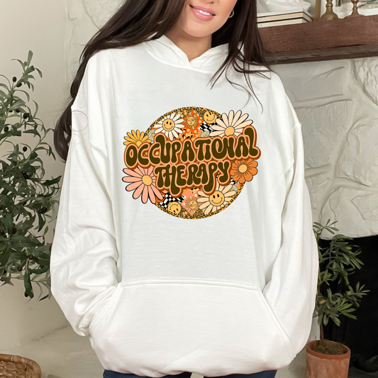 Special Education Occupational Therapist Pride: Floral Retro Style Pull-Over Hoodie for Special Education Occupational Therapy