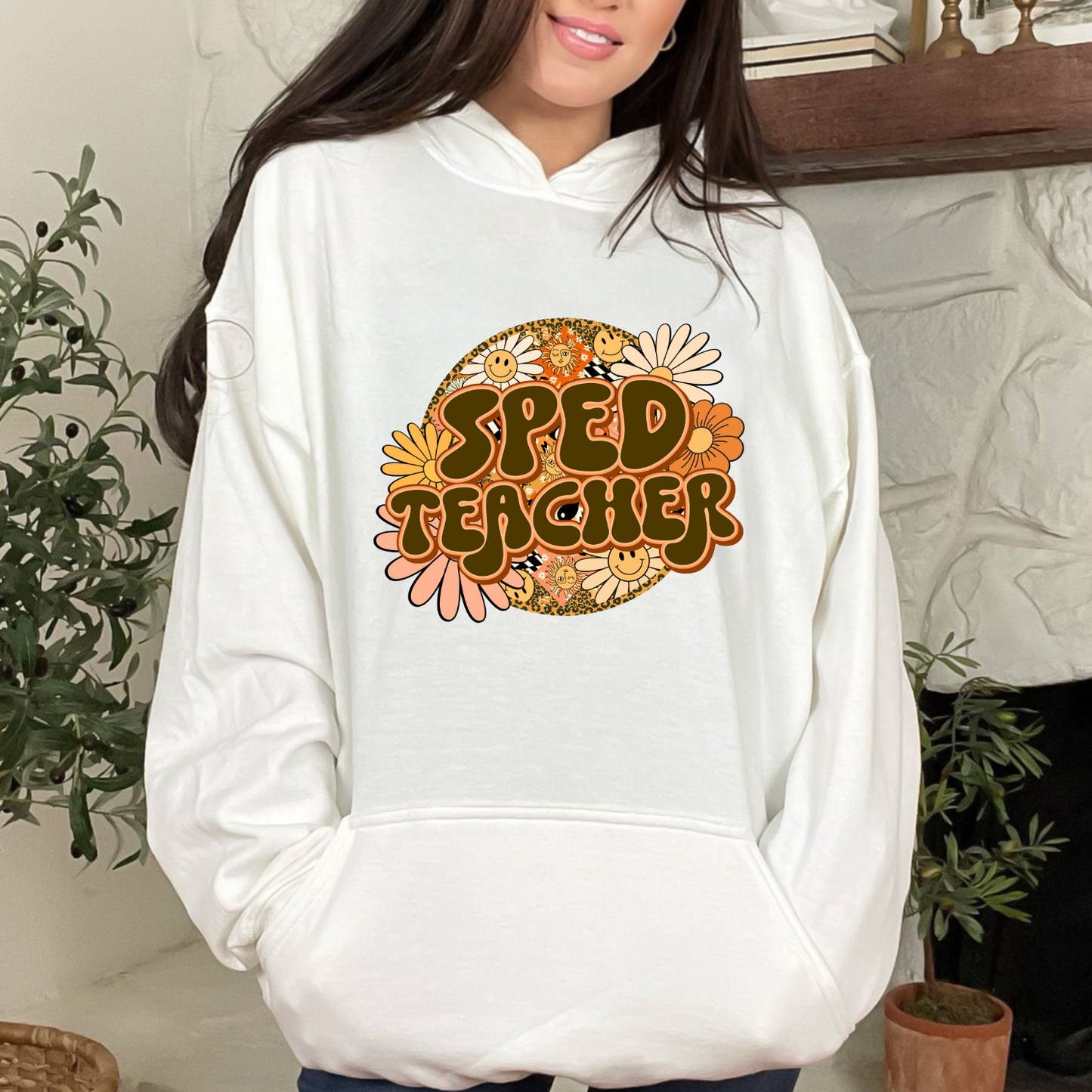 Special Education Teacher Pride: Floral Retro Style Two Hoodie for Special Education Teachers