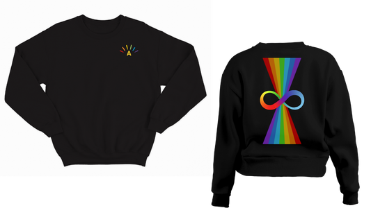 A is for Avery - Infinity Rainbow Autism Acceptance Awareness Sweatshirt