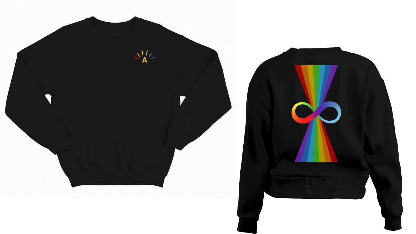 A is for Avery - Infinity Rainbow Autism Acceptance Awareness Sweatshirt