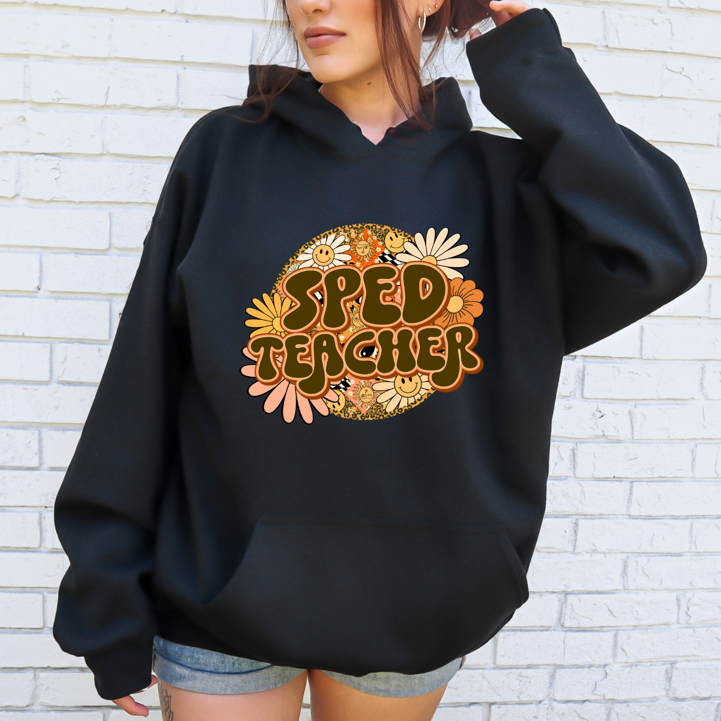 Special Education Teacher Pride: Floral Retro Style Two Hoodie for Special Education Teachers