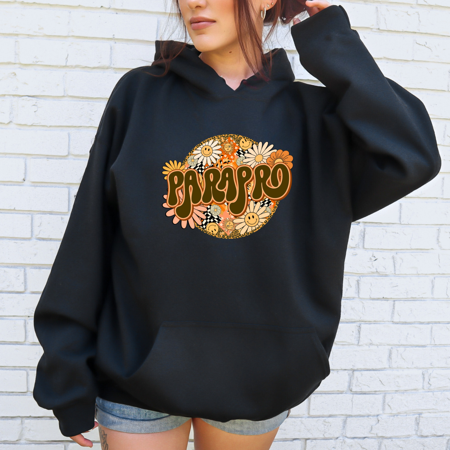 Rock Your Parapro Pride: Floral Retro Pull-Over Hoodie for Autism Paraprofessionals