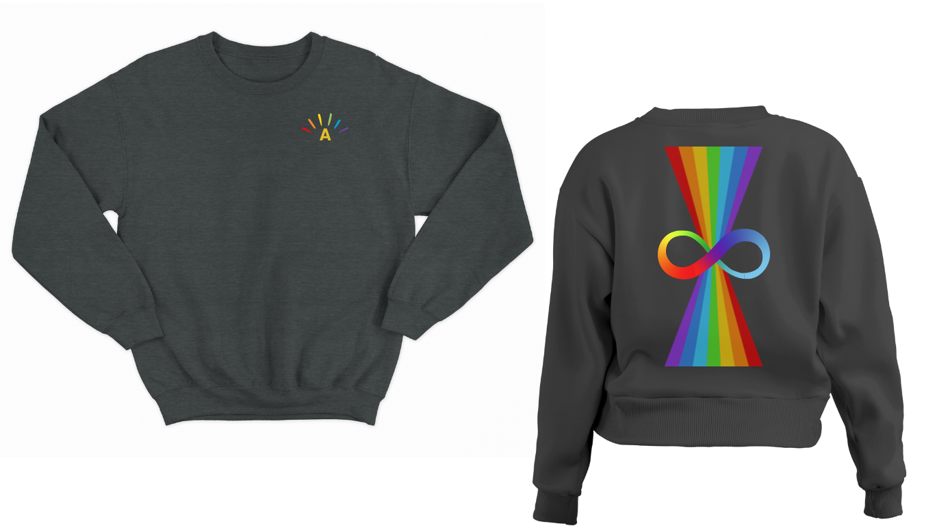 A is for Avery - Infinity Rainbow Autism Acceptance Awareness Kids Sweatshirt