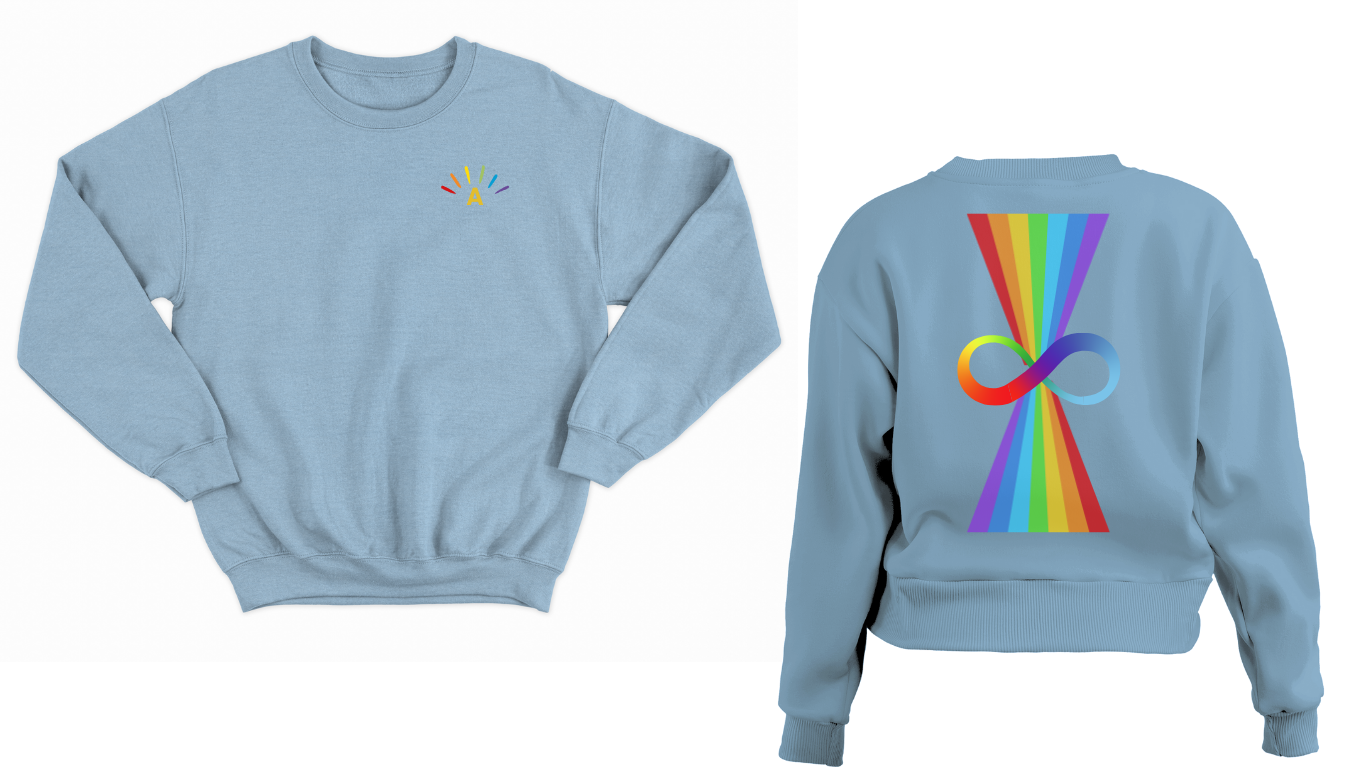 A is for Avery - Infinity Rainbow Autism Acceptance Awareness Sweatshirt