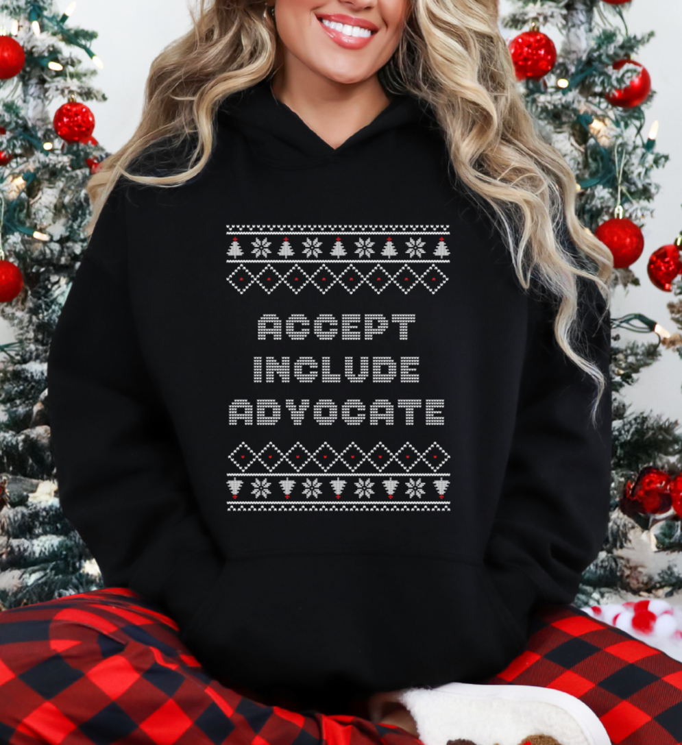 Accept Include Advocate Black Christmas Hoodie