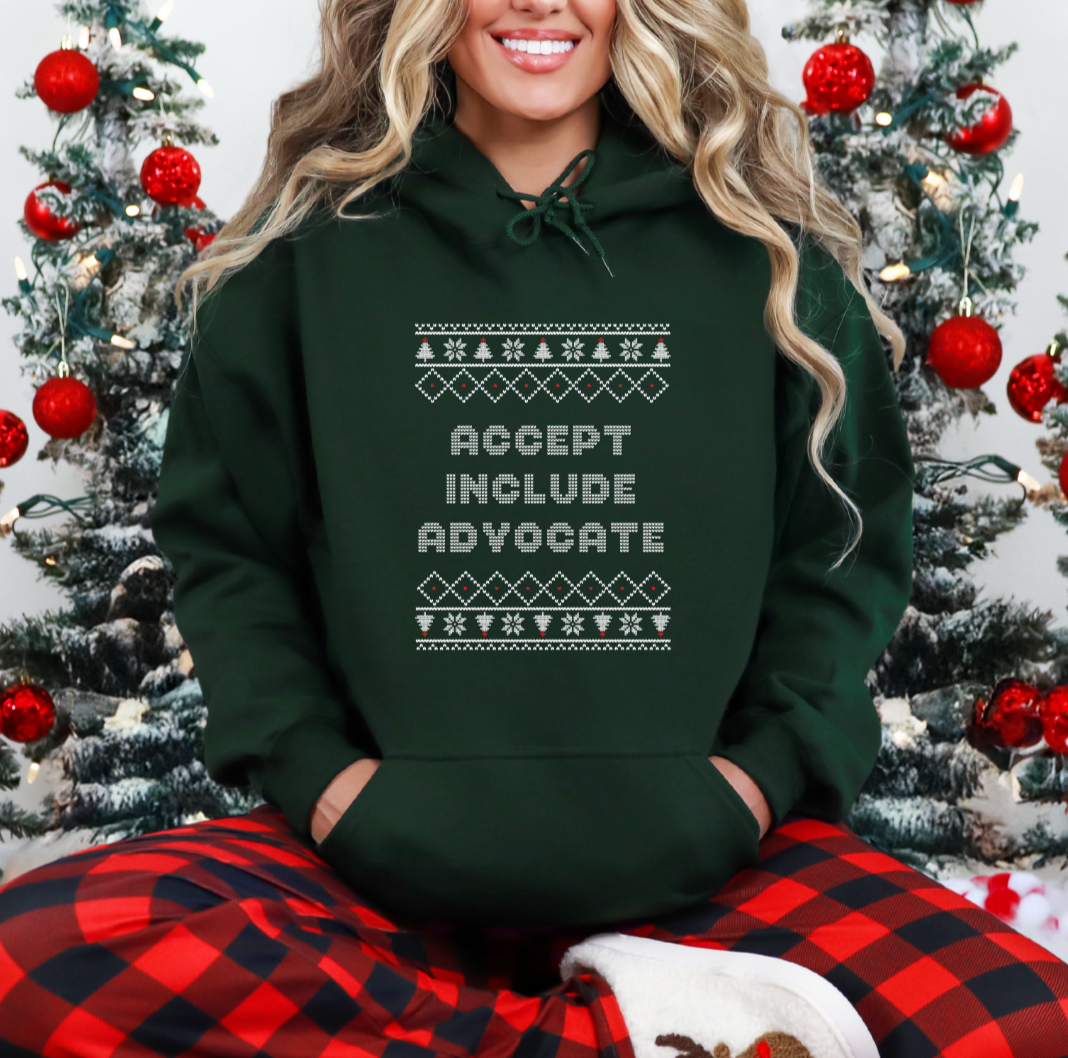 Accept Include Advocate Green Christmas Hoodie