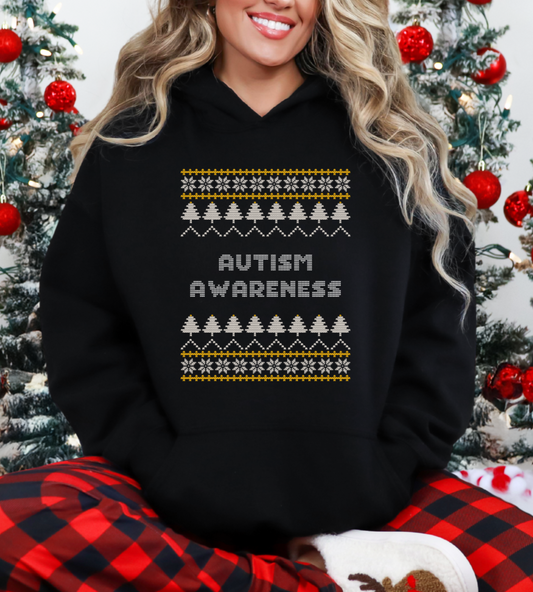 Autism Awareness Christmas Black Hoodie