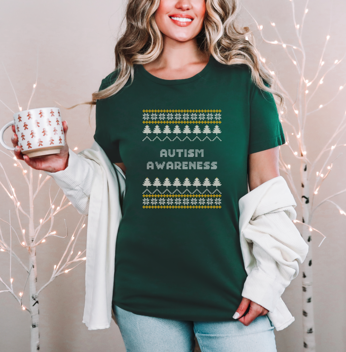 Autism Awareness Christmas Dark Green T-Shirt