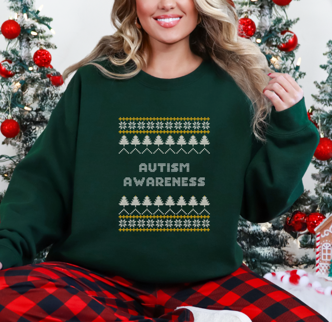 Autism Awareness Green Christmas Sweatshirt