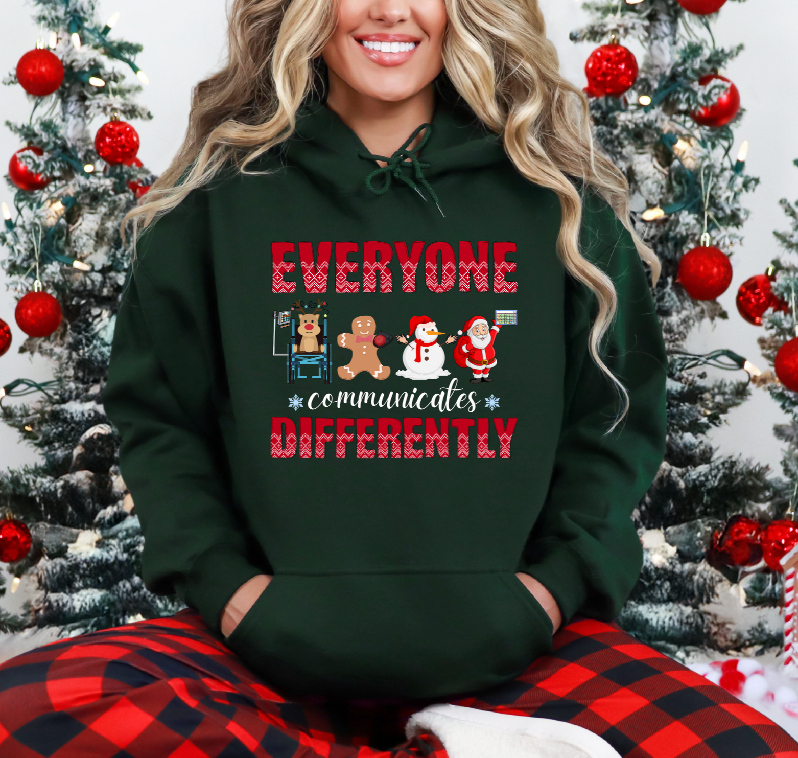 Everyone Communicates Differently Green Hoodie