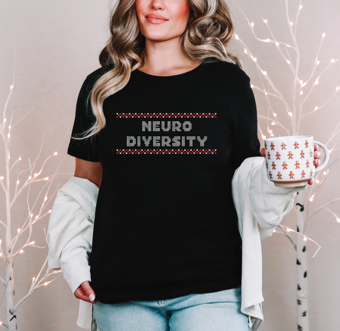 Neurodiversity Christmas Black T-Shirt