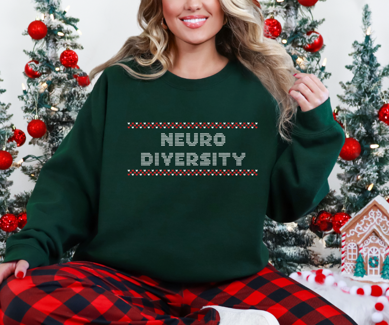 Neurodiversity Christmas Green Sweatshirt