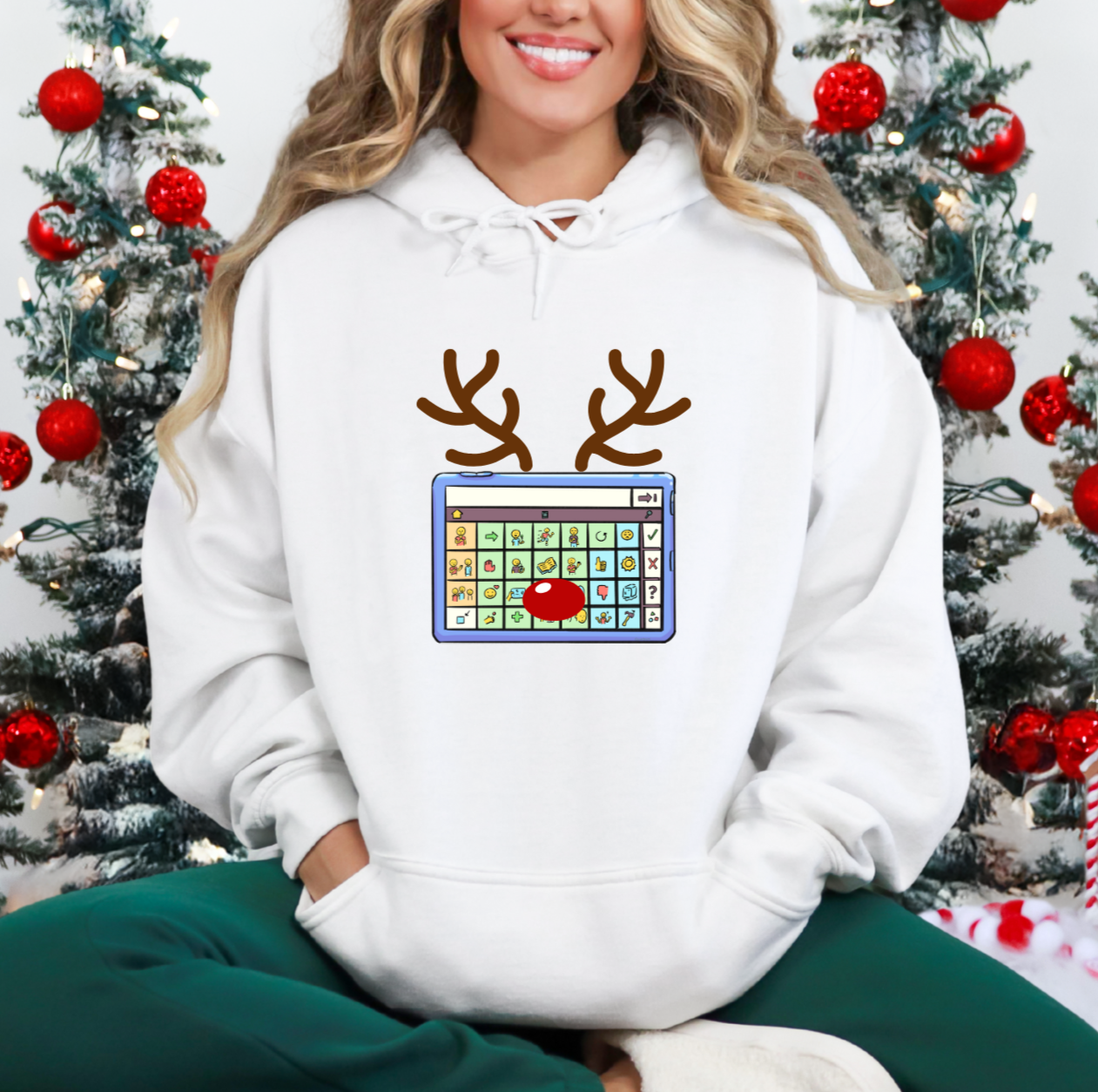 PEC Reindeer White Hoodie