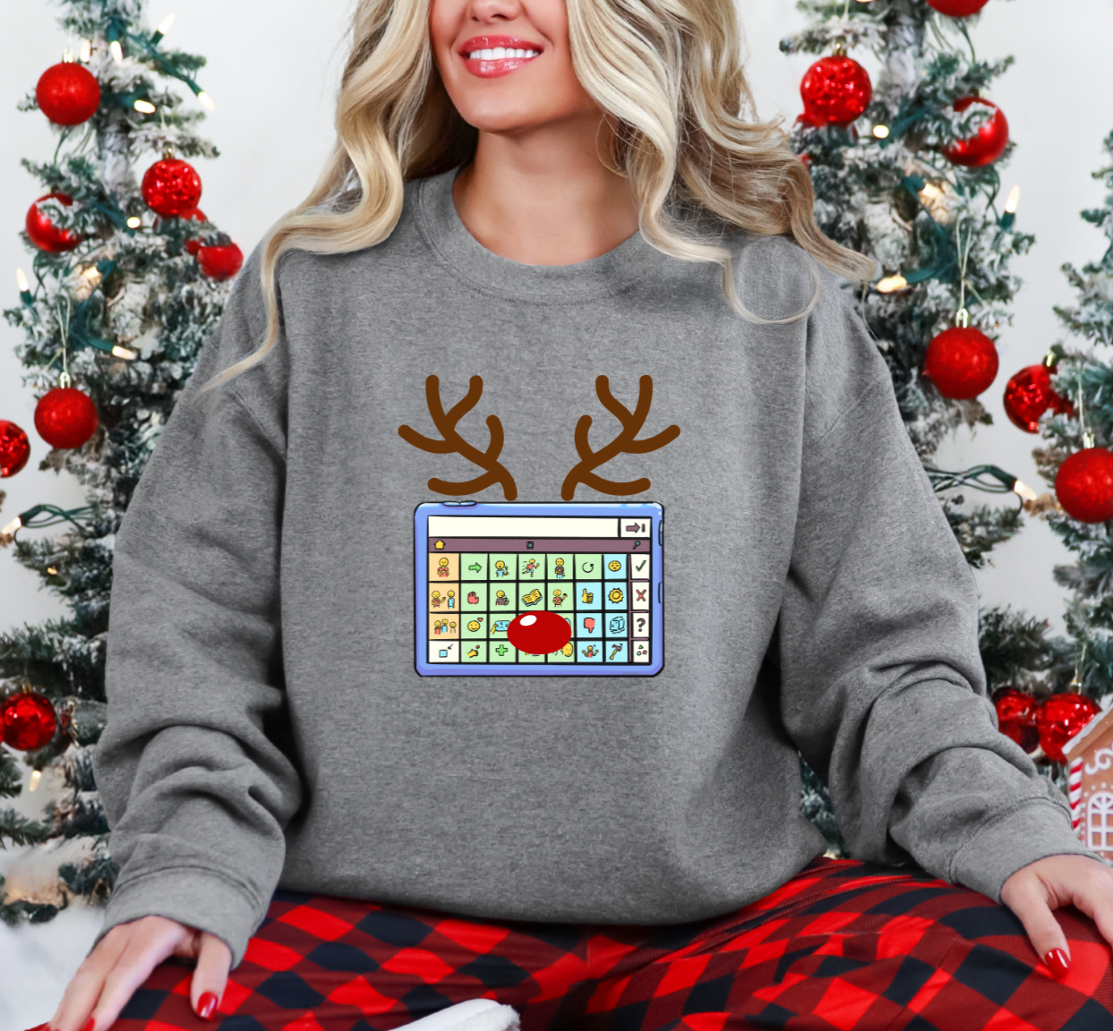 Reindeer Picture Communication Light Grey Sweatshirt