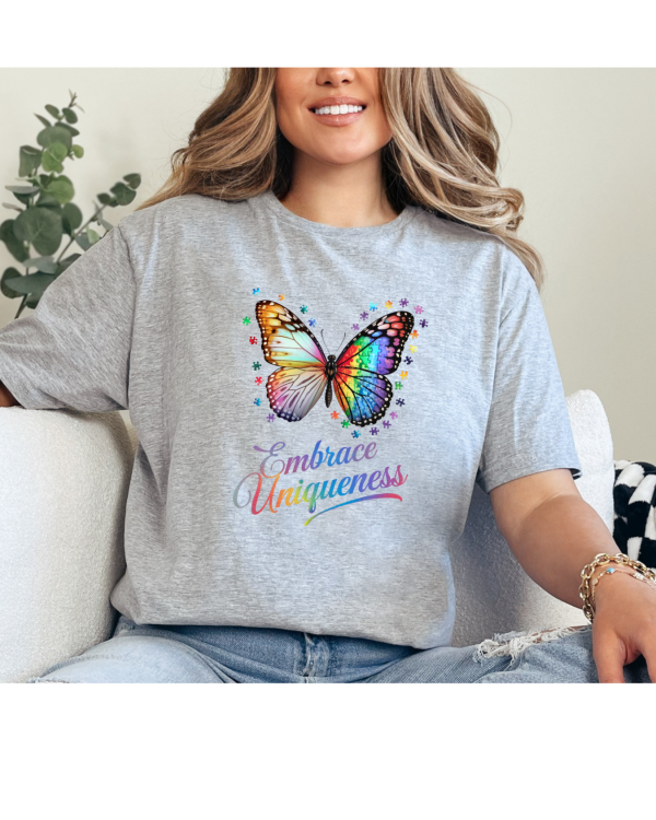 Embrace Uniqueness Butterfly Shirt Light Grey