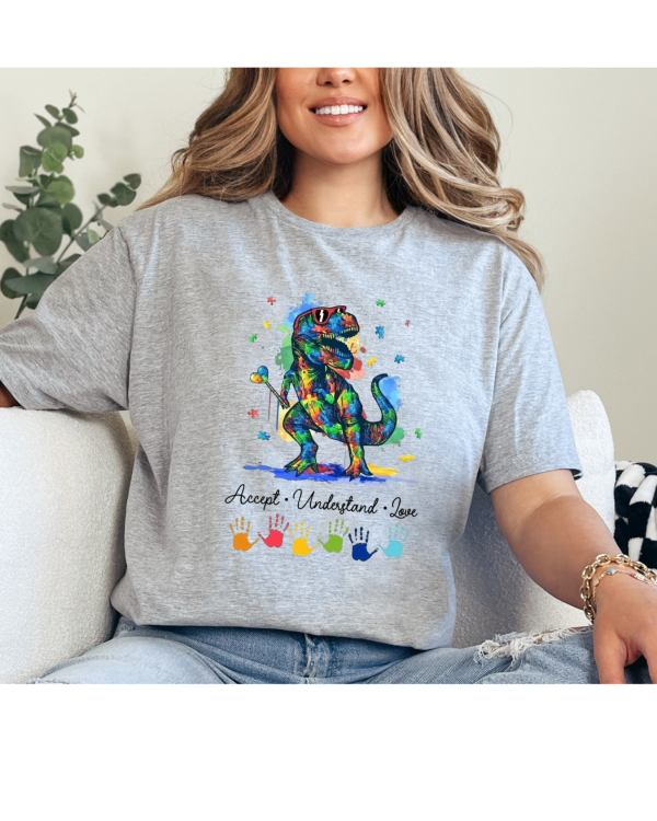Dinosaur Accept Understand Love Shirt Light Grey