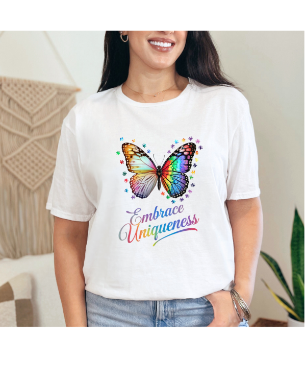 Embrace Uniqueness Butterfly Shirt White