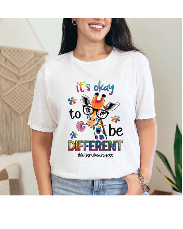 giraffe autism shirt white