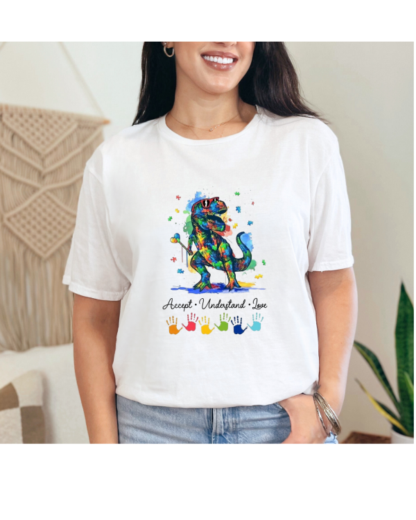 Dinosaur Accept Understand Love Shirt White