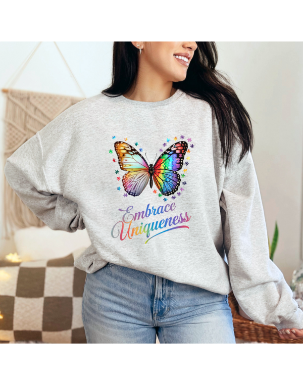 embrace uniqueness sweatshirt heather white