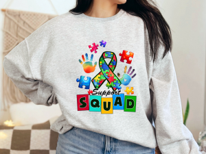 Autism Support Squad T-Shirt – Colorful Puzzle Piece Awareness Sweatshirt