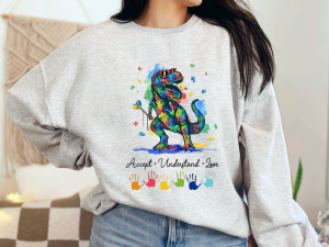 Autism Awareness Dinosaur Sweatshirt – Accept, Understand, Love