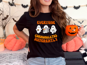 Everyone Communicates Differently Halloween T‑Shirt – Inclusive Autism Awareness & Sensory‑Friendly Apparel