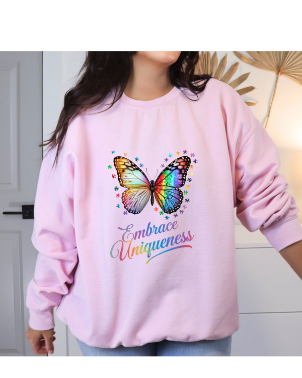 embrace uniqueness sweatshirt light pink