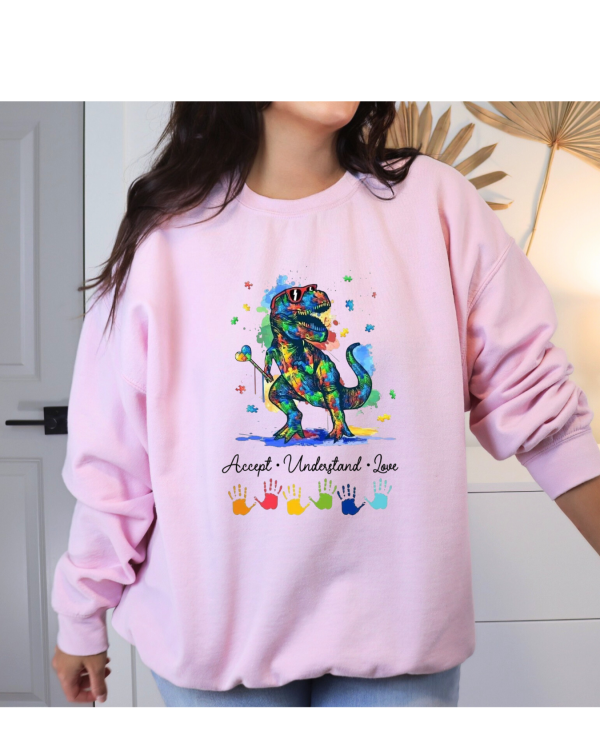 Autism Dino Sweatshirt Pink