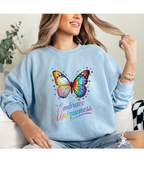 embrace uniqueness sweatshirt light blue