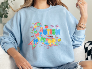 Autism Awareness Ribbon Sweatshirt – Colorful Puzzle Piece Design
