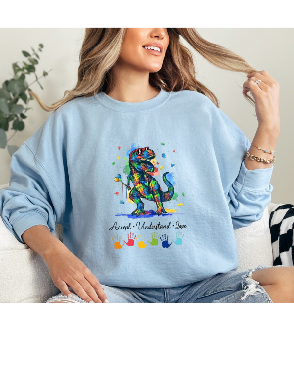 Autism Dino Sweatshirt Light Blue