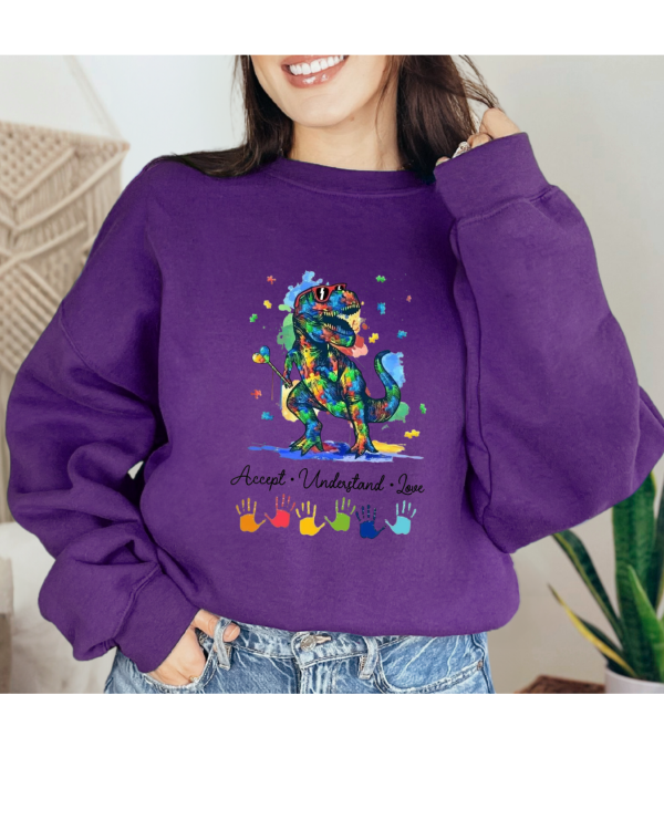 Autism Dino Sweatshirt Purple