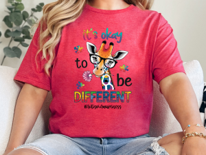 It’s Okay to Be Different – Giraffe Autism Awareness T-Shirt